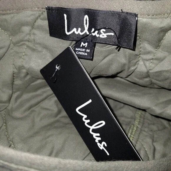 Lulus NWT Olive Green Lightweight Quilted Fall Jacket Womens Size M - Picture 8 of 9